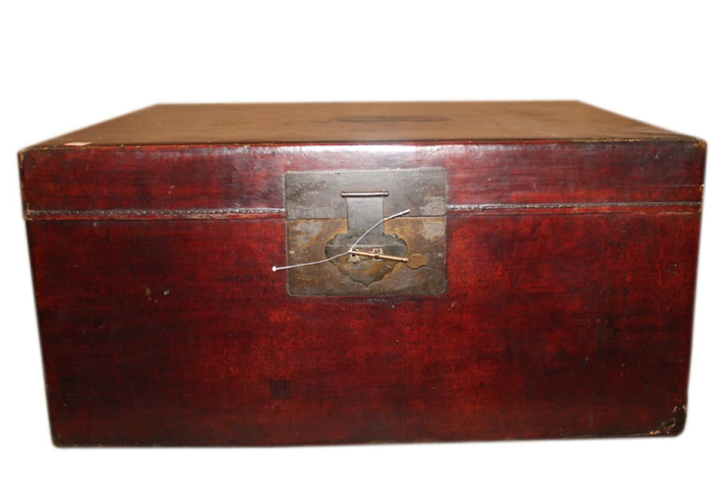 China um 1940 dunkelbraune Truhe Box in antiker Leder Optik