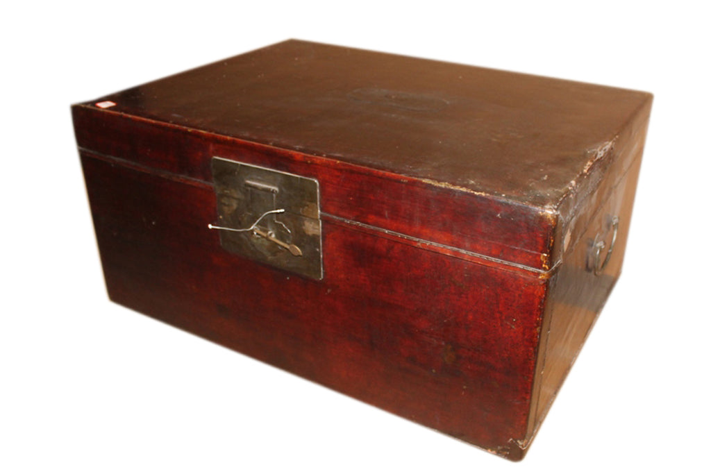 China um 1940 dunkelbraune Truhe Box in antiker Leder Optik