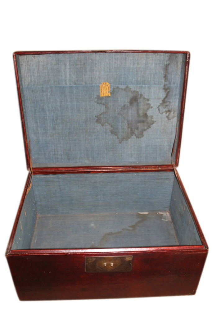 China um 1940 dunkelbraune Truhe Box in antiker Leder Optik