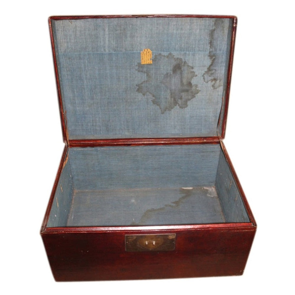 China um 1940 dunkelbraune Truhe Box in antiker Leder Optik