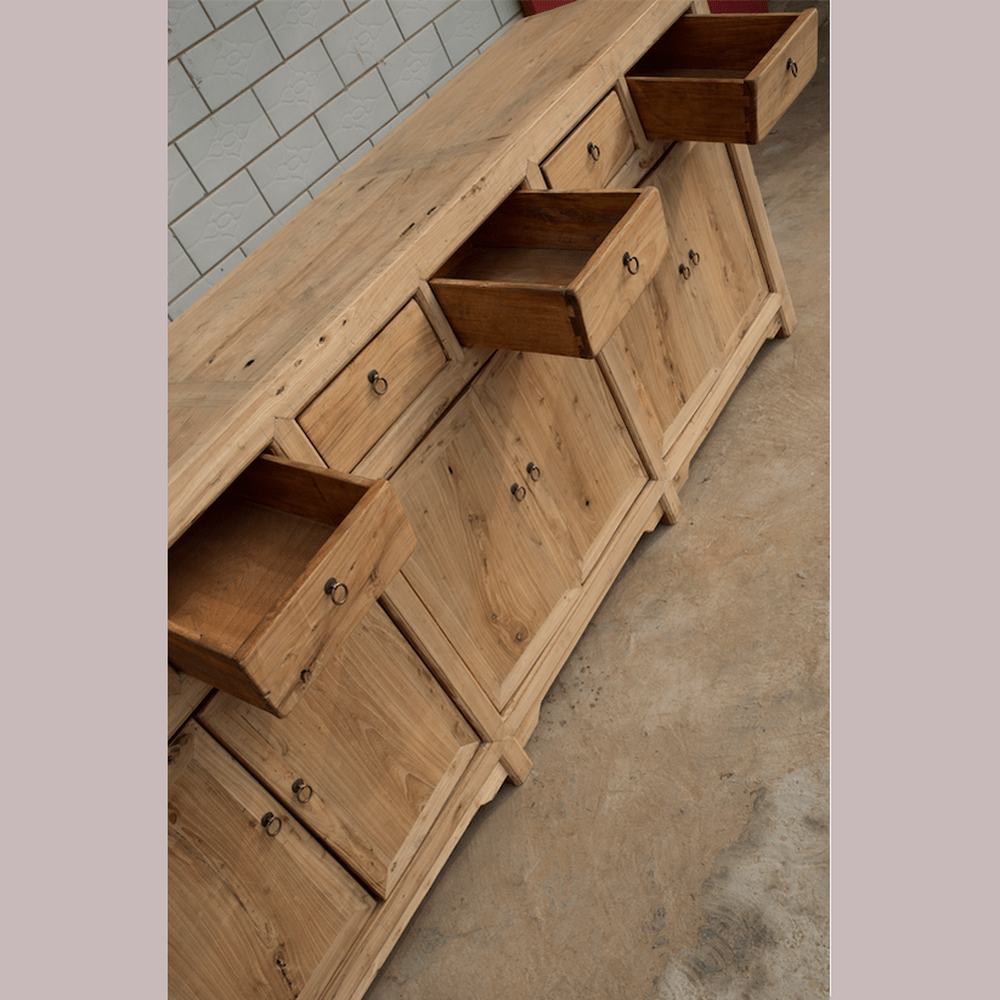 China Sideboard Hebei breite Schubladen Kommode used Optik aus Pinie