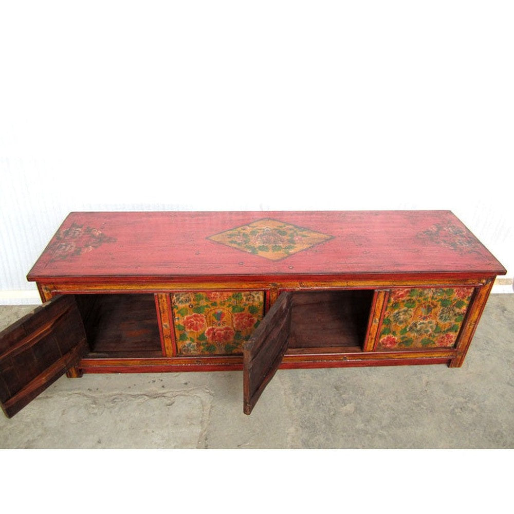 Tibet Lowboard Farbenfrohe Motifbemalung Unikat