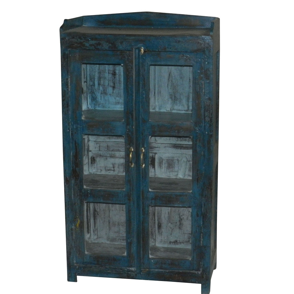 Indien Vitrine Heavy Blue antik Finish