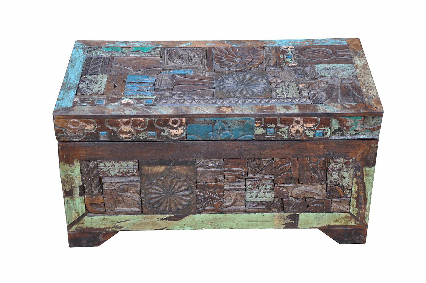 Indien kleine recycling Truhe Kassette Box traditionelle Bemalung Gujarat