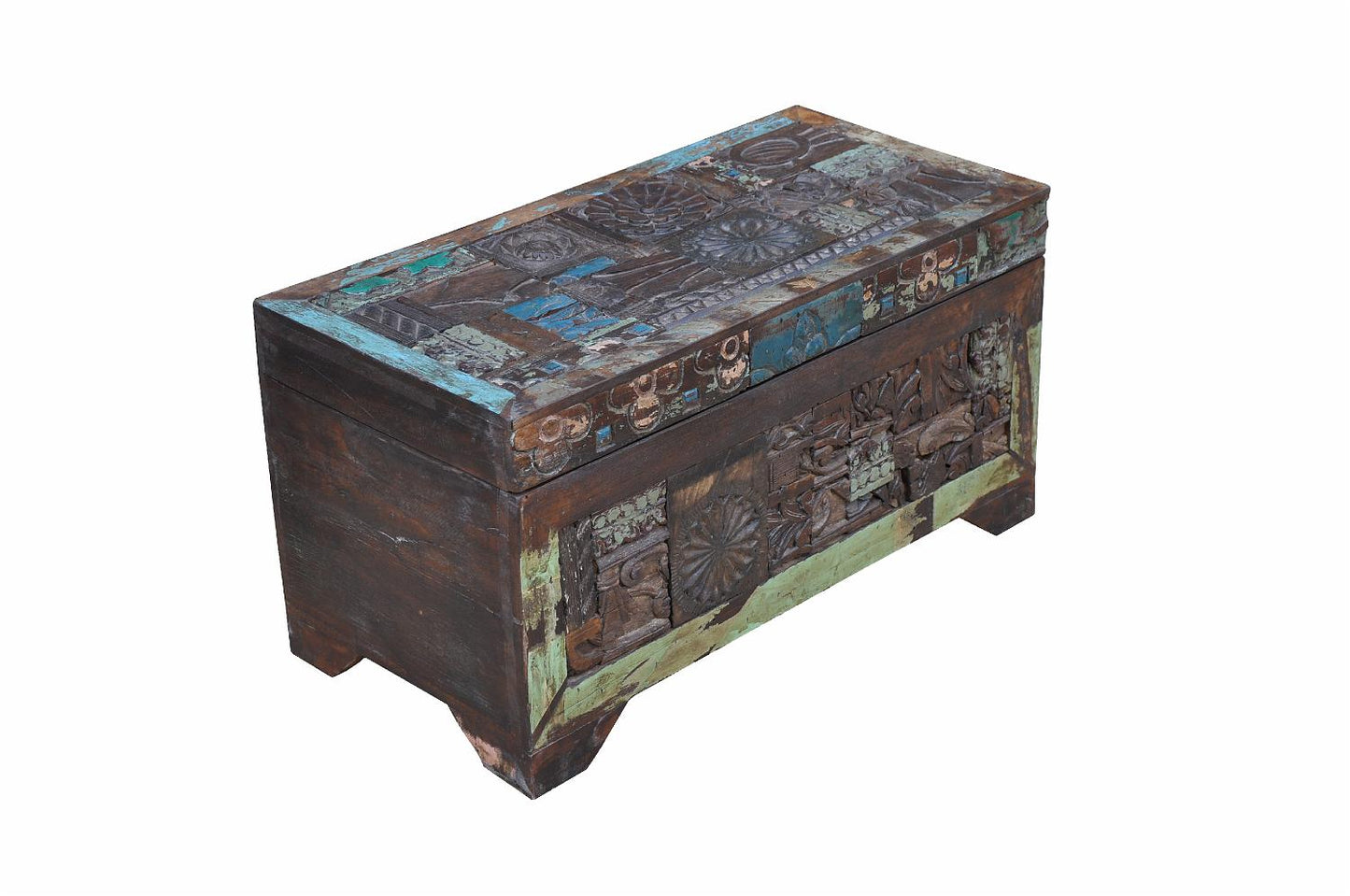Indien kleine recycling Truhe Kassette Box traditionelle Bemalung Gujarat