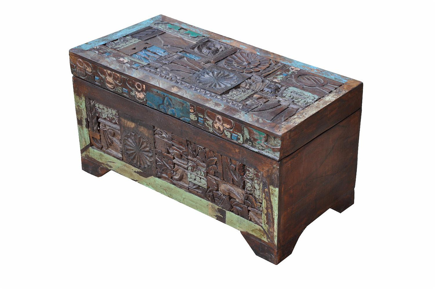 Indien kleine recycling Truhe Kassette Box traditionelle Bemalung Gujarat