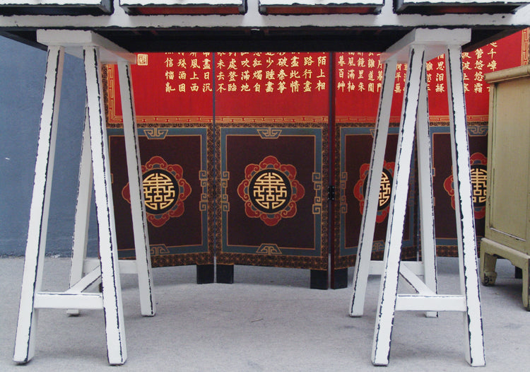 China filigrane Anrichte Garderobentisch Schreibtisch Pinienholz altweiß