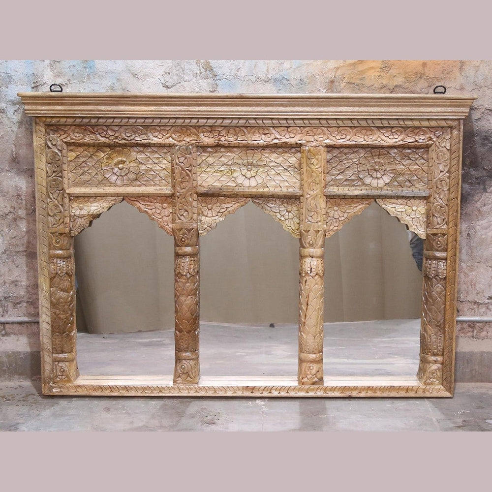 Indien Spiegel 3x Bogen Natur Holz