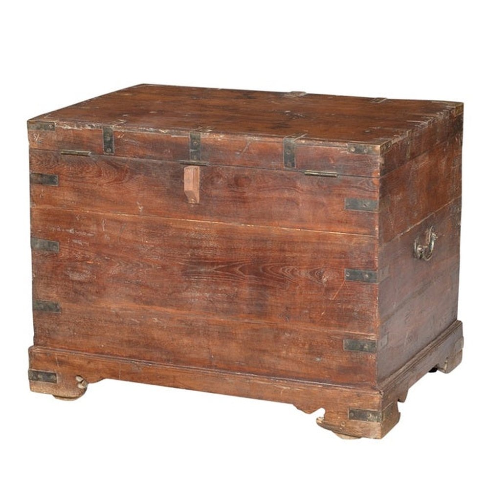 Indien 1900 antike Hochzeitstruhe Kassette Box Metallbeschlag Jodhpur