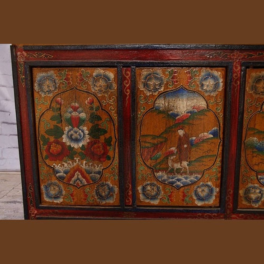 Tibet breite Kommode in traditioneller Bemalung