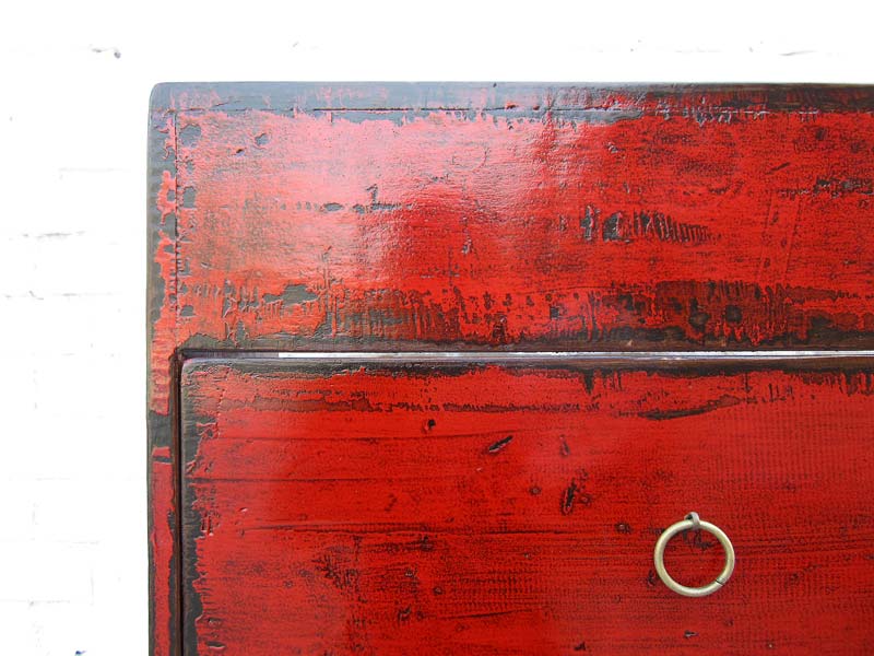 China praktischer Schuhschrank vier breite Fächer braunrote Pinie Antiklook