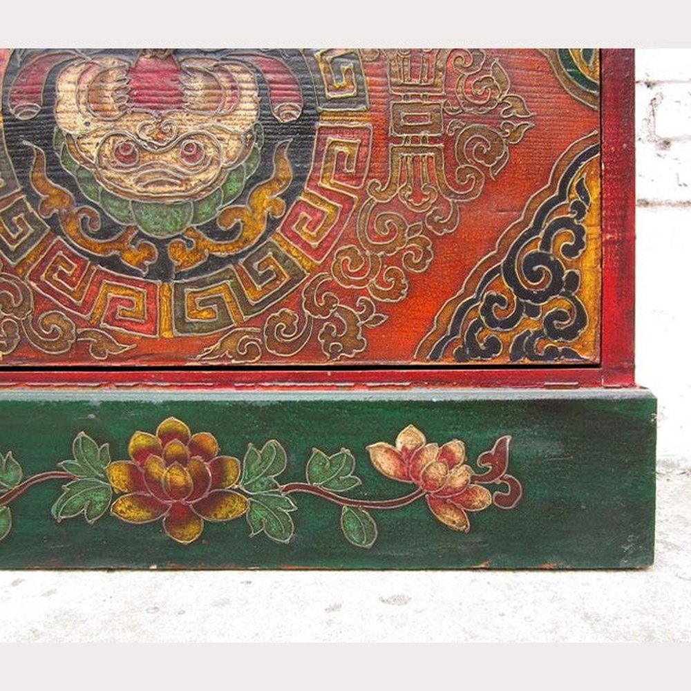 China Tibet halbhoher Schuhschrank rustikale Kommode klassische Bemalung hier bei Luxury-Park
