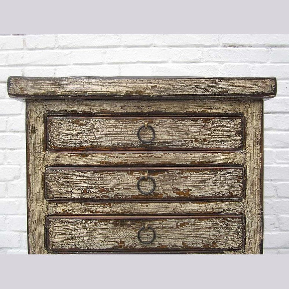 China shabby chic look halbhohe Kredenz Schubladenkommode Sammlerschrank graue Pinie Luxury-Park