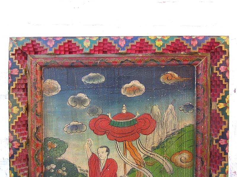 Altes China farbenfrohes Wandbild antike Bemalung auf lackiertem Holz klassische Szene von Luxury-Park