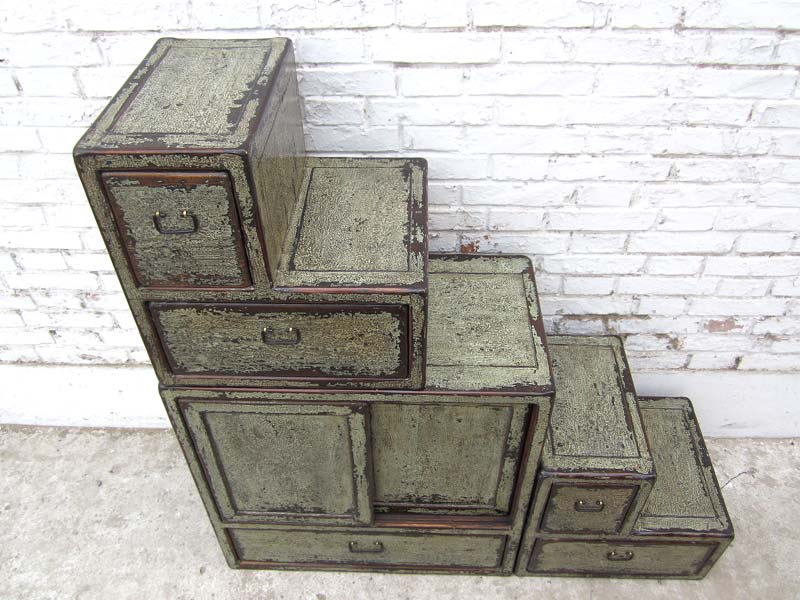 China Treppenkommode shabby chic grauweiß beidseitig verwendbar von Luxury-Park