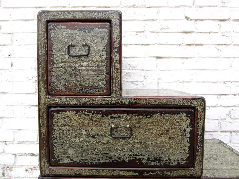 China Treppenkommode shabby chic grauweiß beidseitig verwendbar von Luxury-Park