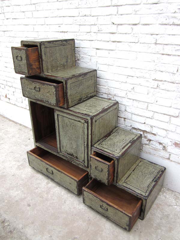 China Treppenkommode shabby chic grauweiß beidseitig verwendbar von Luxury-Park