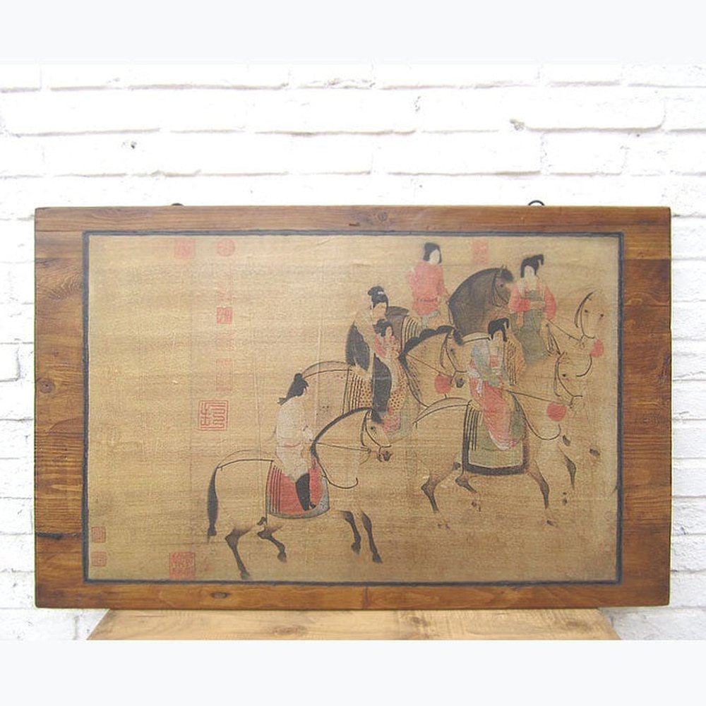 China Reiterszene Wandbild Pinie Peking Geschenk etwa 1930