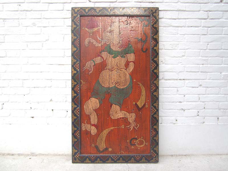 China Tibet Wandbild Gottheit Antikfinish Rahmen Vollholz
