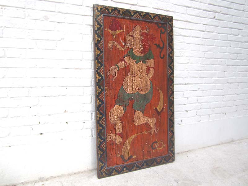 China Tibet Wandbild Gottheit Antikfinish Rahmen Vollholz