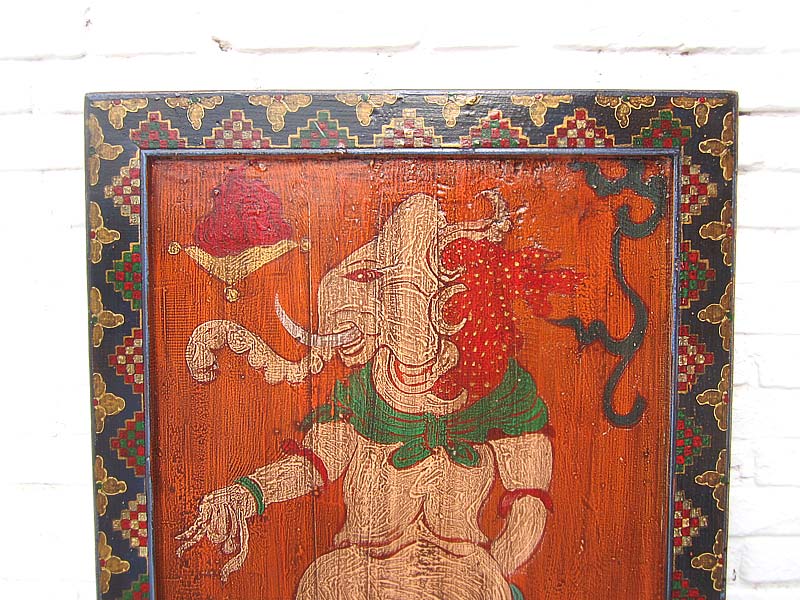 China Tibet Wandbild Gottheit Antikfinish Rahmen Vollholz