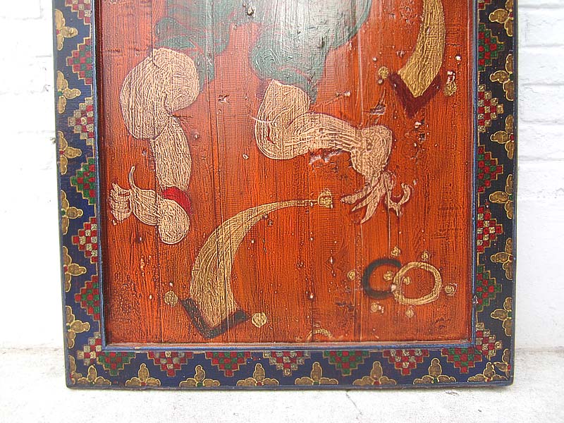 China Tibet Wandbild Gottheit Antikfinish Rahmen Vollholz