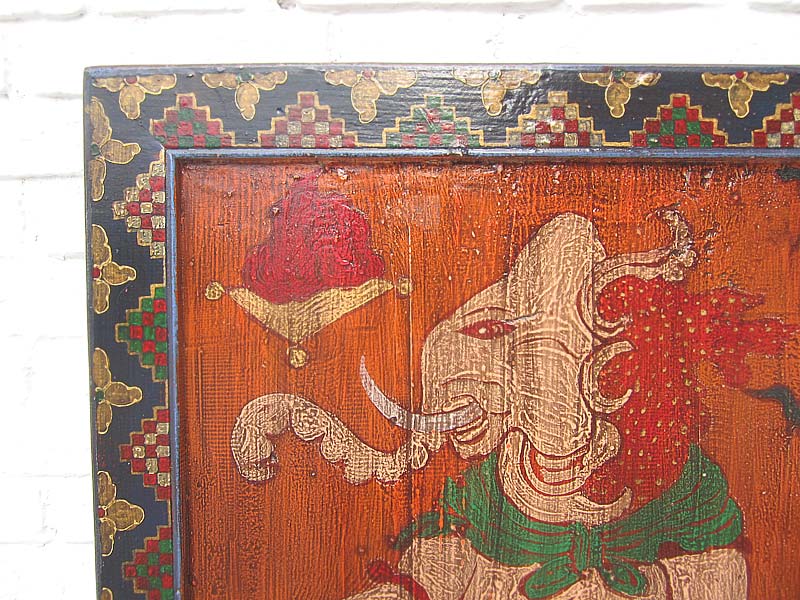 China Tibet Wandbild Gottheit Antikfinish Rahmen Vollholz