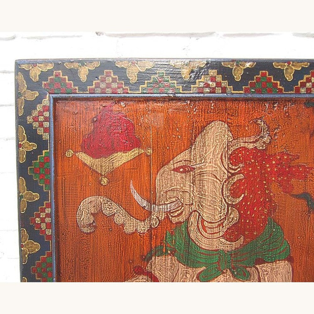 China Tibet Wandbild Gottheit Antikfinish Rahmen Vollholz