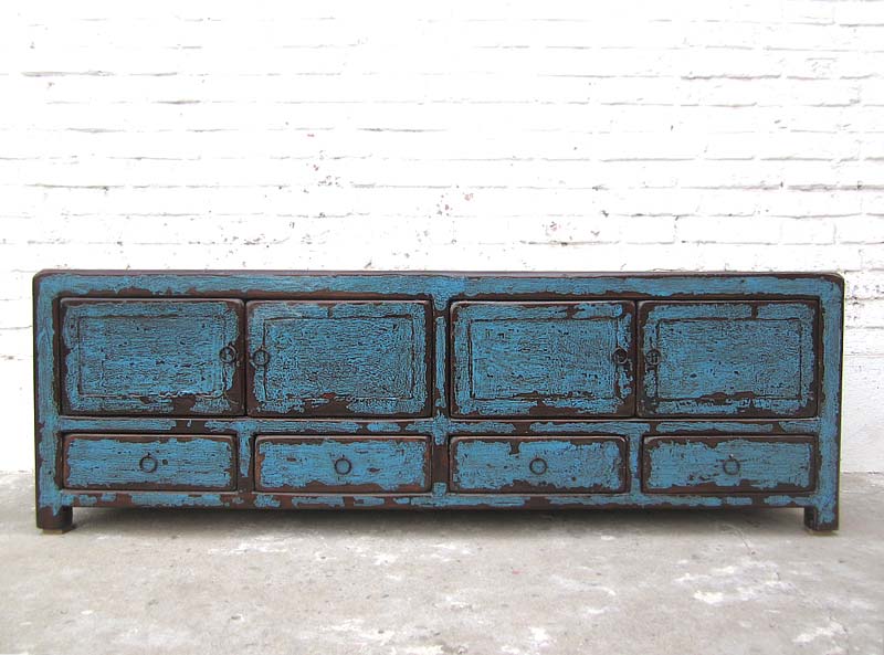 China TV Lowboard Kommode heavy used vintage Optik in Blau