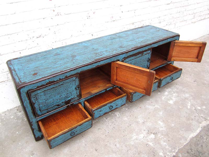 China TV Lowboard Kommode heavy used vintage Optik in Blau