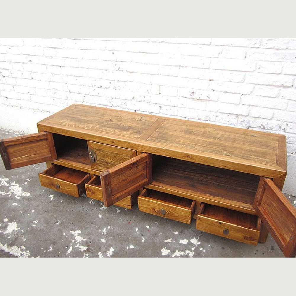 Asien Lowboard TV Kommode hellbraun Vintage Style