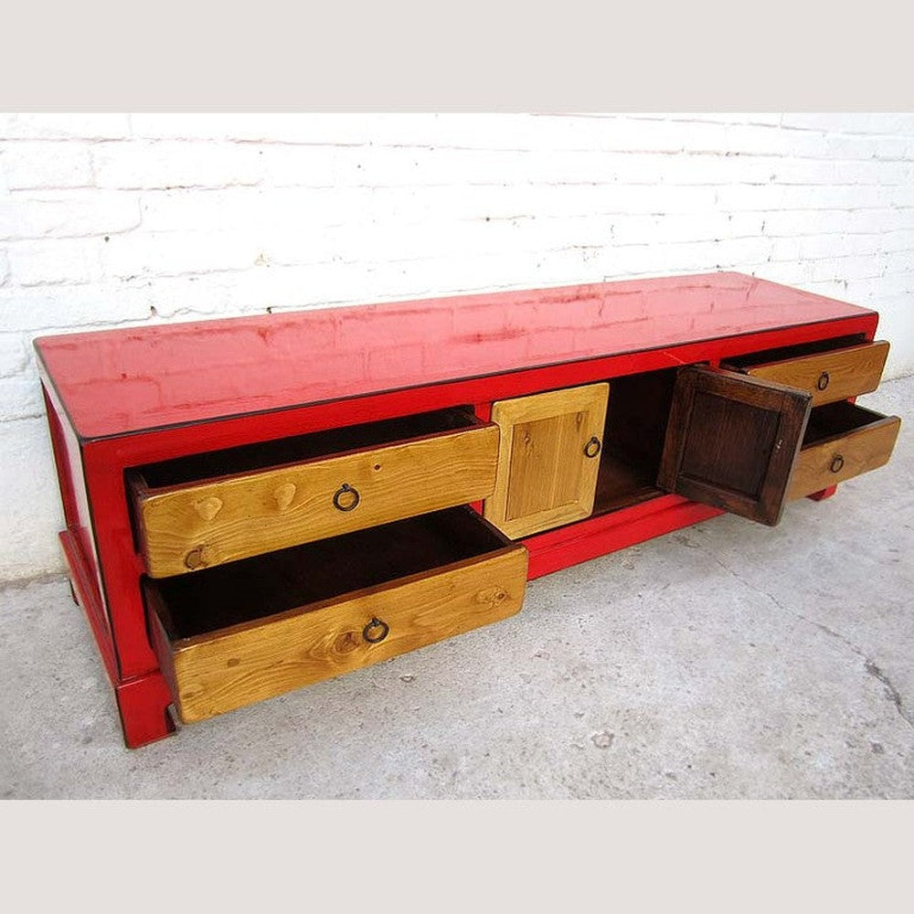 China Lowboard TV Kommode roter Rahmen Duotone Optik