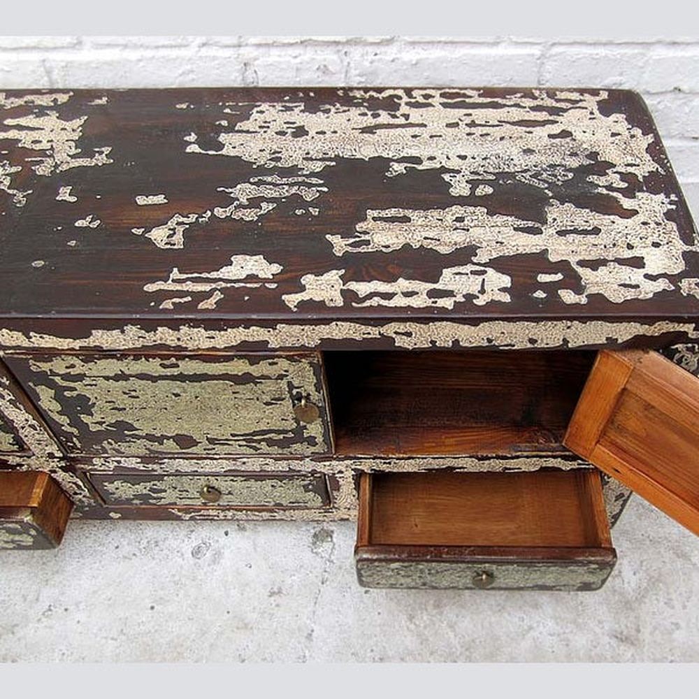 China Shabby chic Lowboard flache Anrichte für TV Flachbildschirm vier Türen und Schübe Pinie Luxury-Park