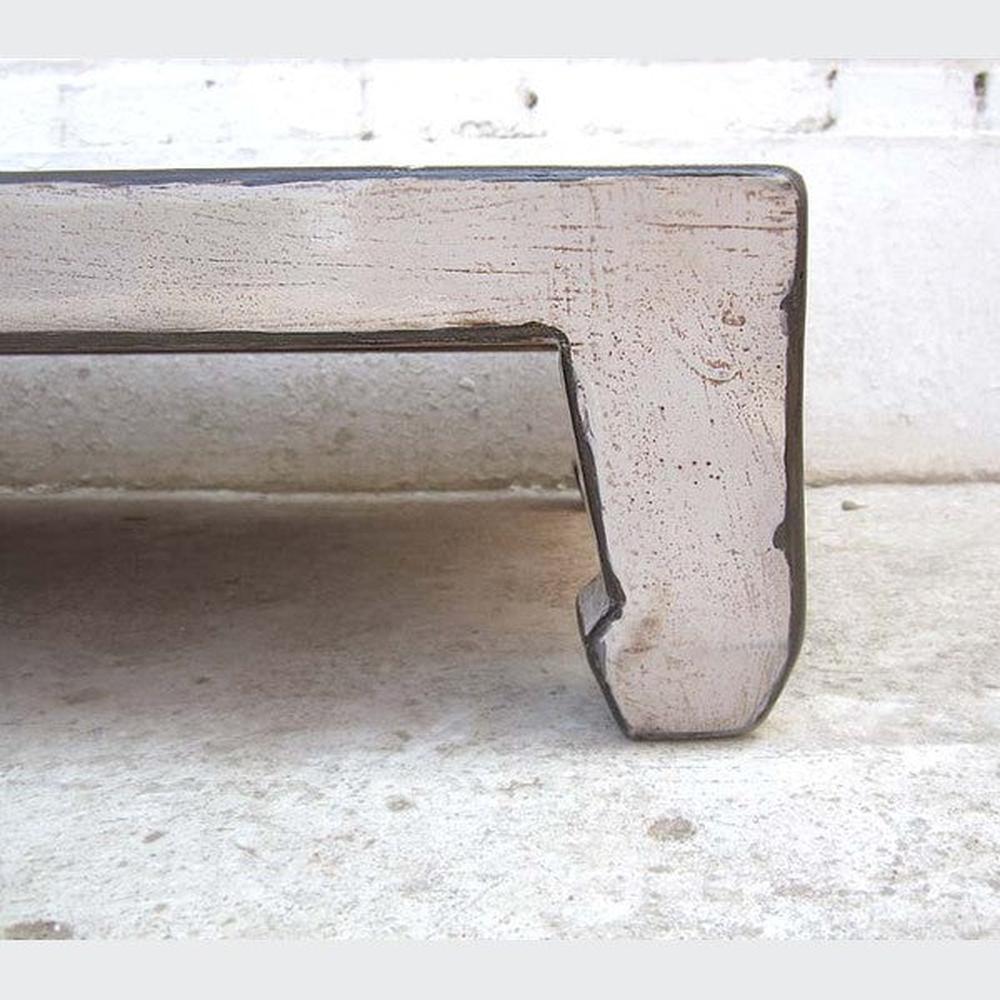 China niedriger Tisch 100x50cm Antikweiß used optic Pinienvollholz