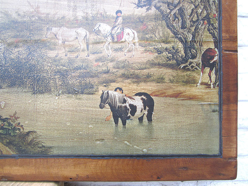 Asien breites Wandbild Landschaft antikweißer Rahmen etwa 60 Jahre alt Pinie