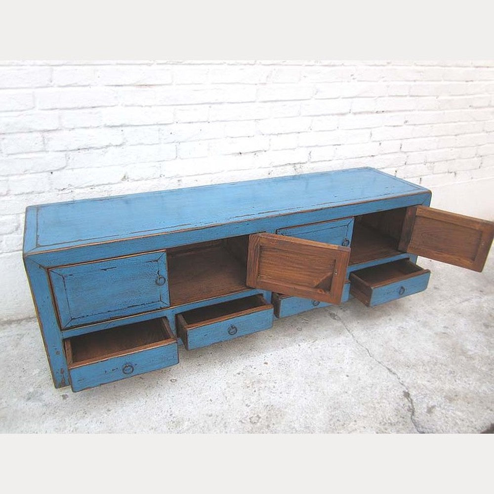 Asien TV Lowboard azurblau vintage style 140x38x45cm