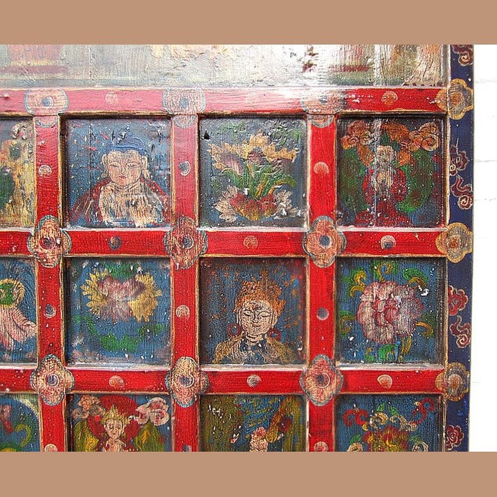 China buddhistisches Wandbild traditionell bemalter Rahmen Pinie