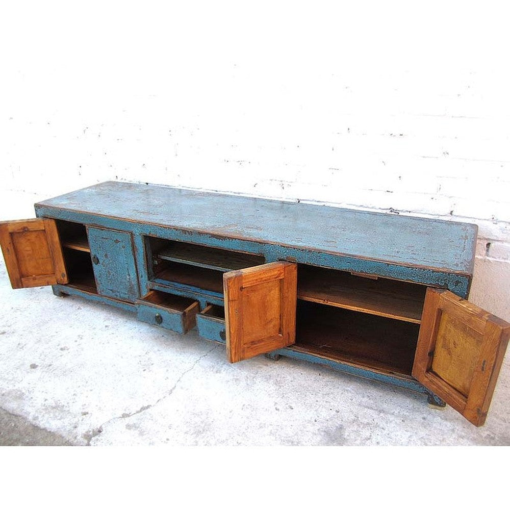 Asia TV Kommode Lowboard shabby chic azurblau Pinie