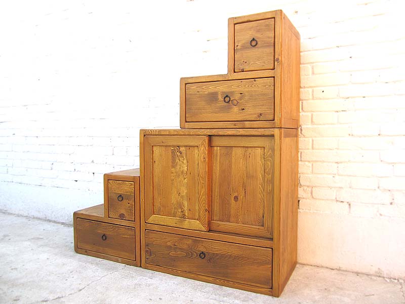 China Treppen Kommode Schrank Landhausstil Pinie Naturholz
