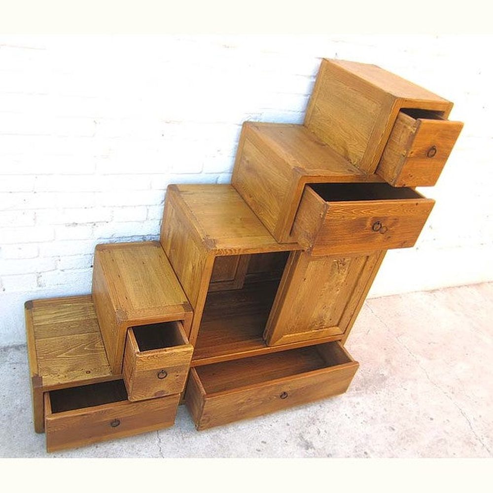 China Treppen Kommode Schrank Landhausstil Pinie Naturholz