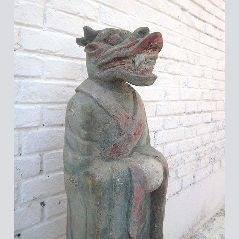 Tierkreis Skulptur Drache Horoskopfigur China Buddhismus Pappel 100 Jahre alt