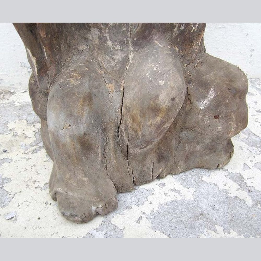 Mönch im Gespräch sitzend Statue Figur Skulptur Pappelholz China 1910