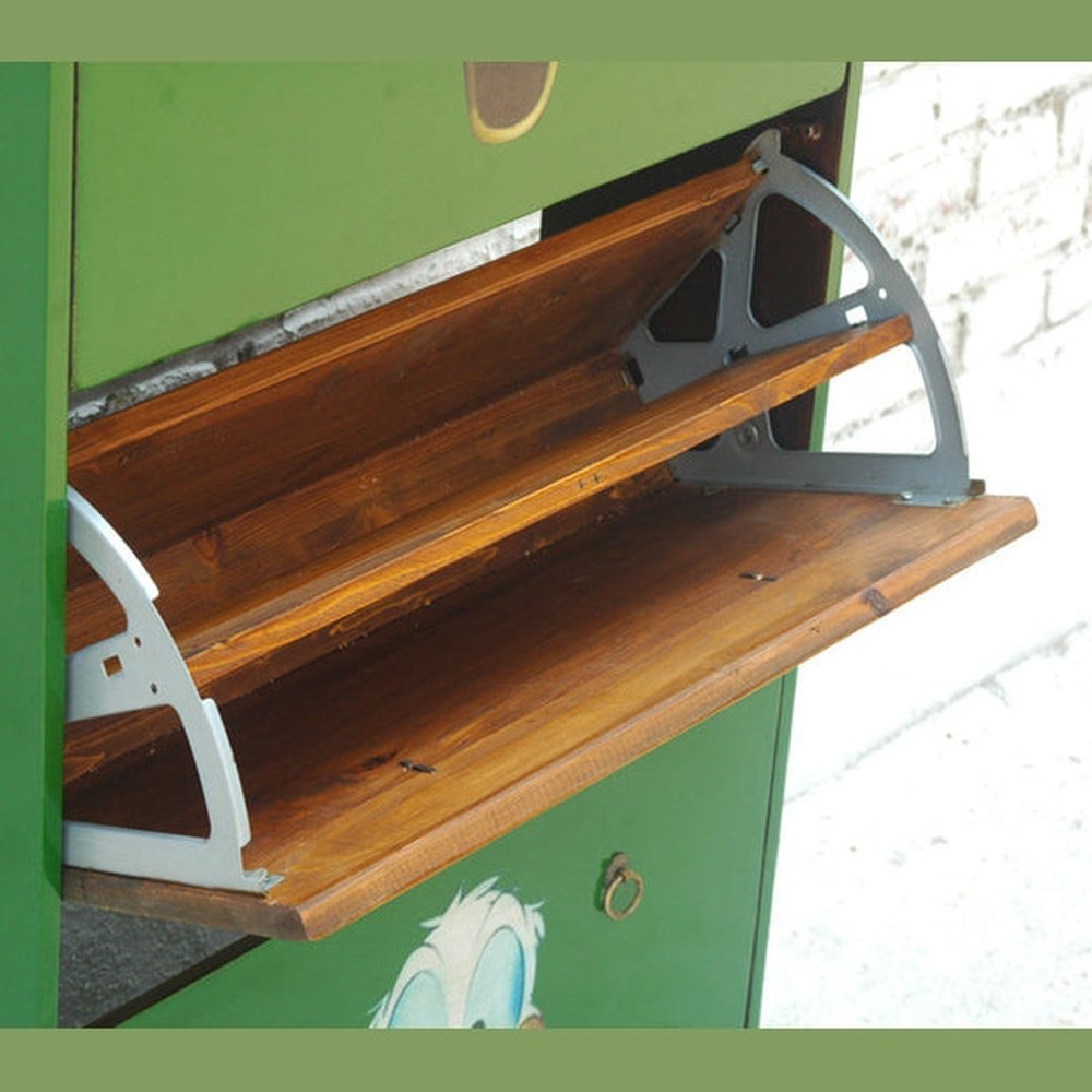 Kinderzimmer Schuhschrank Grün Pappel – Donald Duck Motiv