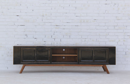 XXL China Lowboard massiv Holz Schwarz