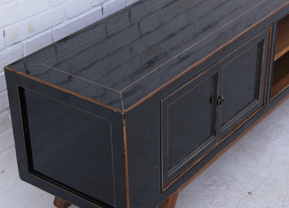 XXL China Lowboard massiv Holz Schwarz