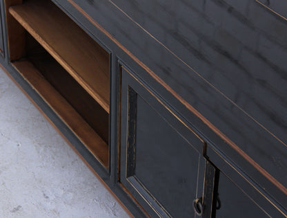XXL China Lowboard massiv Holz Schwarz