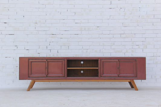 TV Shabby Chic China Lowboard Massivholz Altrosa 200cm 