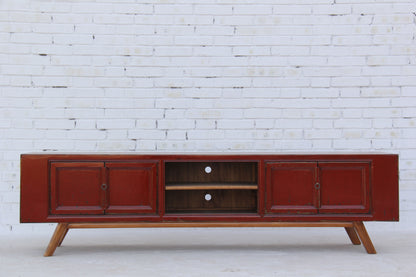 TV China Lowboard Shabby chic XXL Massiv Dunkelrot 200cm 