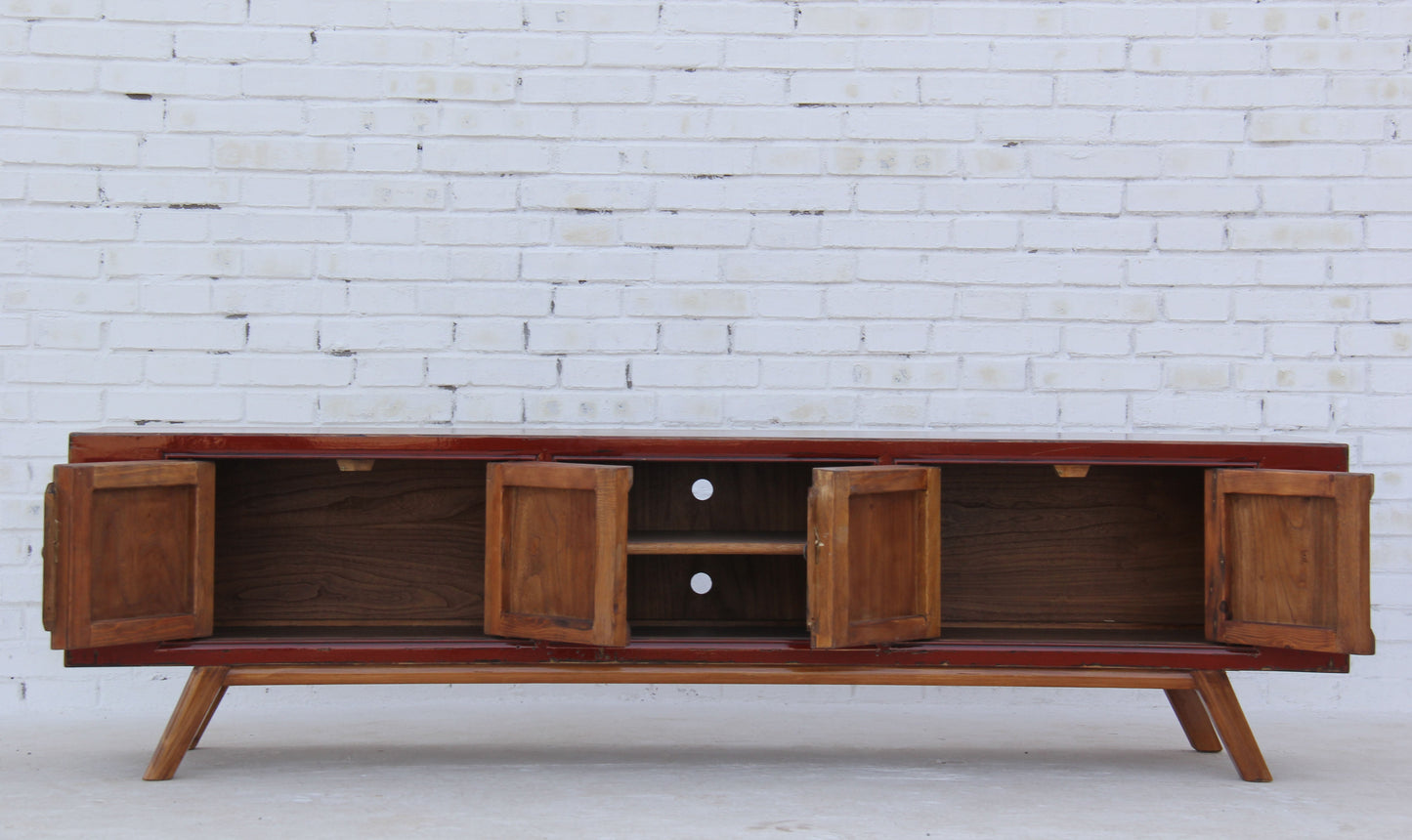 TV China Lowboard Shabby chic XXL Massiv Dunkelrot 200cm