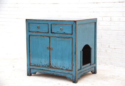 Asia Kommode Shabby Chic Stil aus Massivholz mit metalischen Knäufen